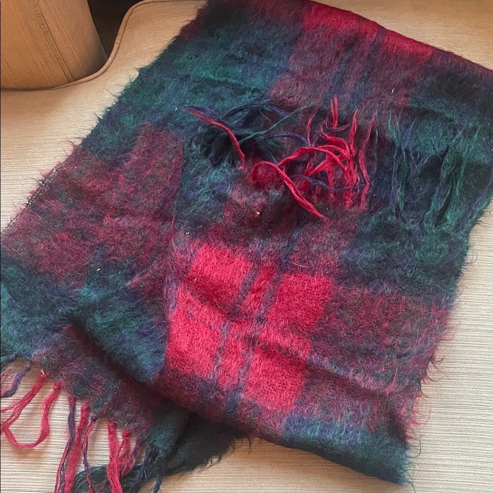 Plaid Red and Green Scarf